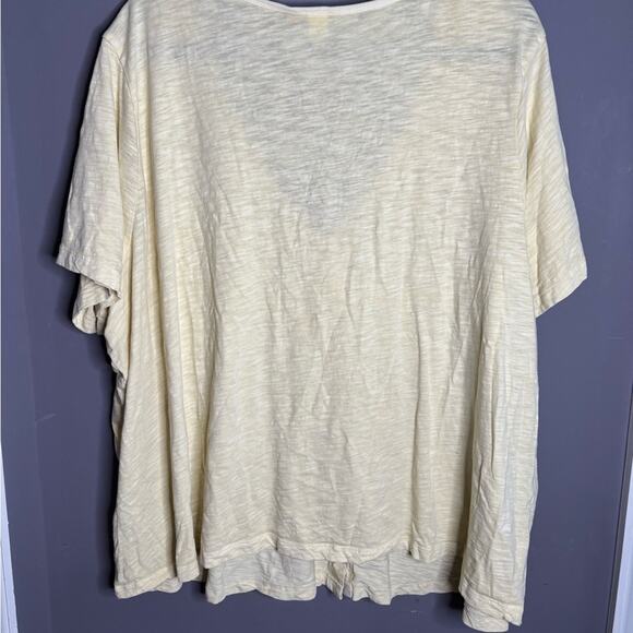 Old Navy Yellow V Neck Button Front Short Sleeve Cotton Top 3X - Picture 6 of 7
